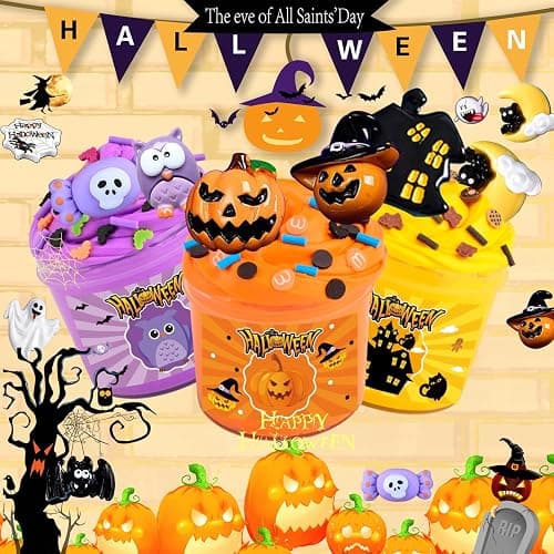 Halloween Slime Kit,6 Packs Scented Butter Slime with Special Halloween Stickers Add-ins,Slime Making Kit for Girls Ages 8-12,Halloween Party Favor for Girls and Boys thumbnail 4
