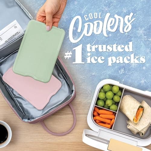 Cool Coolers by Fit & Fresh 4 Pack XL Slim Ice Packs, Quick Freeze Space Saving Reusable Ice Packs for Lunch Boxes or Coolers thumbnail 2