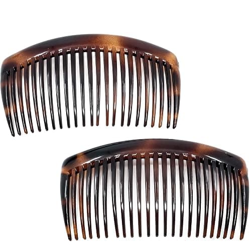 Camila Paris AD66/2 French Side Comb Large Curved Tortoiseshell Hair Combs for Women Fine Hair, 4 Inch Strong Hold Comb for Women Bun Chignon Up-Do Styling Girls Hairstyle Accessories, Made in France - Image 1
