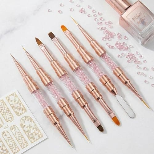 GASRONS Dual-Ended Nail Art Liner Brushes(6PCS) - 5/7/10/15/19mm Precision Tips for Gel Polish Acrylic Painting, DIY Manicure and Cuticle Polish Mistake Correction thumbnail 7