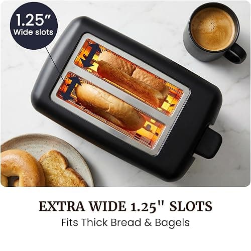 Elite Gourmet 2-Slice Cool Touch Toaster – 6 Browning Levels, Extra Wide 1.25” Slots for Bagels & Thick Bread, Cancel Function, Compact, ETL Certified, Black thumbnail 5