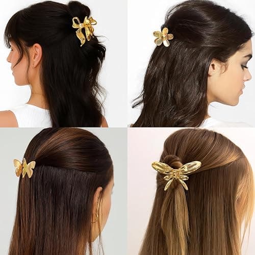 7Pcs Small Gold Hair Claw Clips for Women Metal Seashell Hair Clip for Thick & Thin Hair Gold Starfish Hair Clips for Half Up Half Down Hairstyle Beach Hair Accessories thumbnail 5