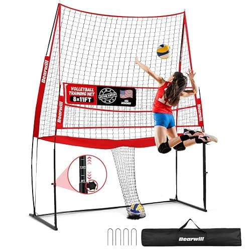 Bearwill Volleyball Training Net Equipment 11x8FT Volleyball Practice Net | Freely Adjustable volleyball Net for Hitting Serving Passing Practice, Easy Setup & Portable for backyard Indoor Outdoor use - Image 1