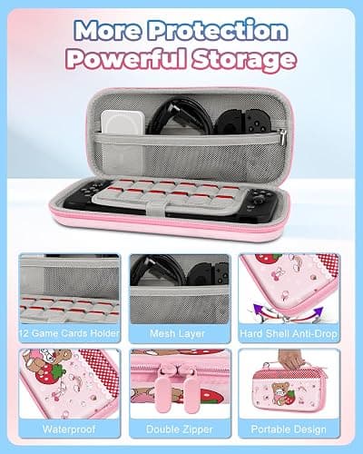 Gurgitat for Nintendo Switch 2 Carrying Case - Bear Cute Kawaii Design with Handle and Strap for Switch 2 2025 Travel Cases Portable Storage Carry Protective Hard Shell for Women Girls Boys Teens thumbnail 5