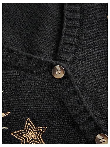 BEAUDRM Women's Cropped Cardigan Sweater Embroidered Cardigan Cropped Sweater Button Down Knit Top Outerwear thumbnail 3