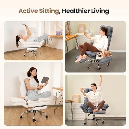 Big and Tall Office Chair, Flip Armrests for Pets & Cross Legged Sitting, Executive Ergonomic Computer Gaming Chair with Foot Rest, Teddy Fleece Wide Seat Reclining Desk Chair thumbnail 4