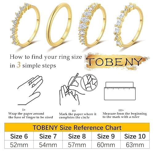 TOBENY Stackable Gold Rings for Women Non Tarnish Dainty 14K Gold Plated Stacking Cubic Zirconia Thumb Ring Set Trendy Statement Promise Wedding Bands Engagement Rings for Women Size 6 7 8 9 10 thumbnail 5