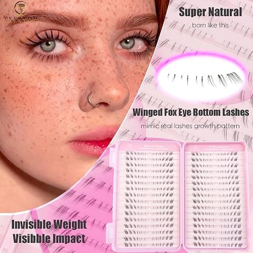 TEESTOU Fox Eye Bottom Lash Clusters Natural Look DIY Lash Extension for Under Eye Line Clear Band Pre-Mapped C Curl Lower Individual Eyelash Extension 4-8mm Soft Reusable Easy Apply 384pcs thumbnail 3