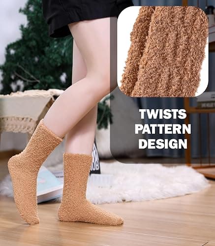AOXION Fuzzy Socks for Women Fluffy Slipper Winter Warm Soft Cozy Microfiber Plush Home Sleeping Socks thumbnail 3