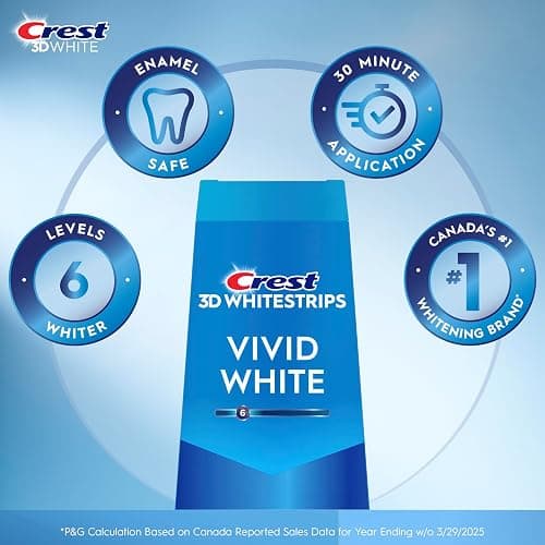Crest 3D Whitestrips Classic Vivid At-home Teeth Whitening Kit, 6 Levels Whiter, 10 Treatments thumbnail 4