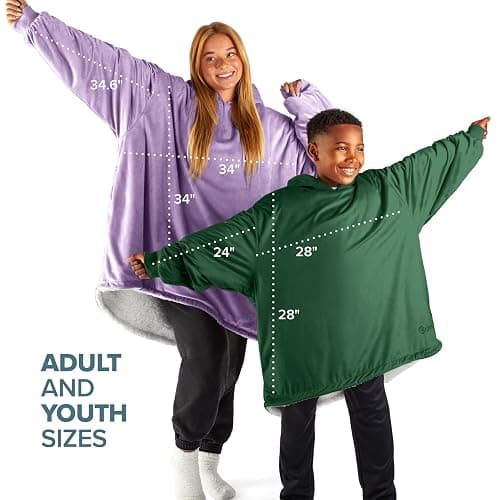 Bare Home Wearable Blanket Hoodie - Soft Plush Sherpa - Warm and Cozy - Oversized Wearable Blanket - Adult & Kid Sizes thumbnail 7