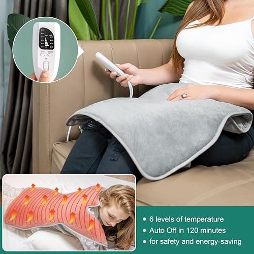 Heating Pad for Back Pain Relief, 22"x 37" Large Heating Pad for Neck and Shoulders, Heat Pad with 6 Heat Settings & 4 Time Settings Auto-Off, Gifts for Women Men Mom Dad (Gray) thumbnail 2