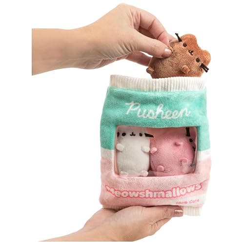 GUND Pusheen Meowshmallows Bag of Treats with Removable Mini Plush, Stuffed Animals for Ages 8 and Up, Pink/Green, 7.5” thumbnail 2