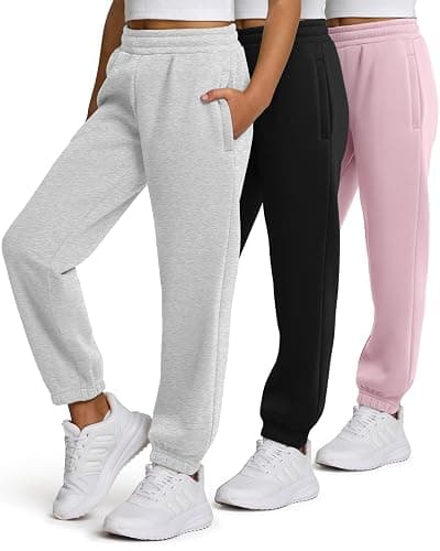 PURE CHAMP Girls Sweatpants 3 Pack Fleece Athletic Joggers, Teen Sweat Pants with Zipper Pockets and Drawstring Size 4-16 - Image 1