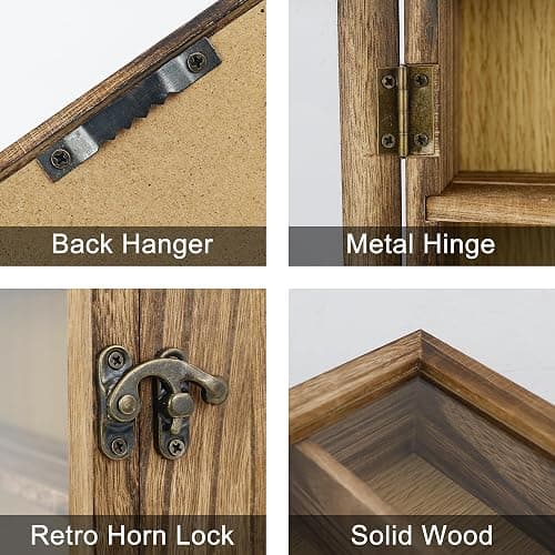 FramePro Shadow Box Frame Display Case 12x16 with Removable Shelves, Deep Memory Box Trinket Knick Knack Shelf Cabinet for Collector, Keepsake Coins Military Medals Wedding Flowers Real Wood thumbnail 5