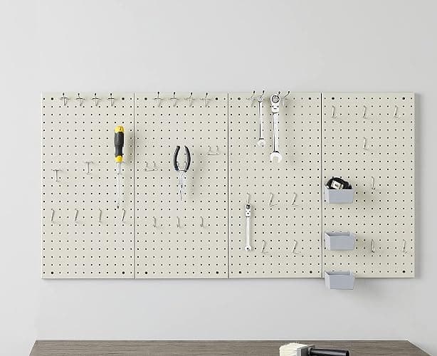Amazon Basics Rectangular Metal Pegboard Wall Organizer, Tool Storage Organization System, Rust and Scratch Resistant, 48-Piece Kit, Gray thumbnail 8