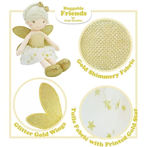 June Garden 12" Enchanted Garden Fairy Doll Joyce - Plush Stuffed Soft Doll Girl Gift - Gold Outfit and Wings thumbnail 5