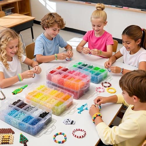 Simetufy 14000Pcs Pony Beads Bulk, 50 Colors 6x9MM Kandi Beads for Hair Braiding Bracelet Making Jewelry Key Chains DIY Crafts Gifts (8LB, Shock Resistant Package) thumbnail 2