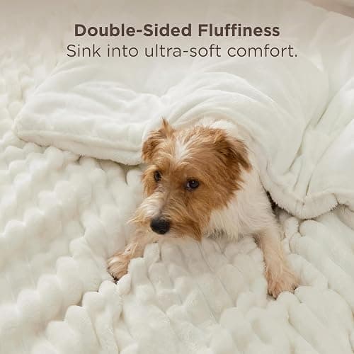 Bedsure Fluffy Comforter Set Twin - Super Soft Faux Fur Bed Set Cream White, Warm Plush Fleece Winter Bedding, 2 Pieces, 1 Shaggy Fuzzy All Seasons Twin Size Comforter with 1 Pillowcase thumbnail 3