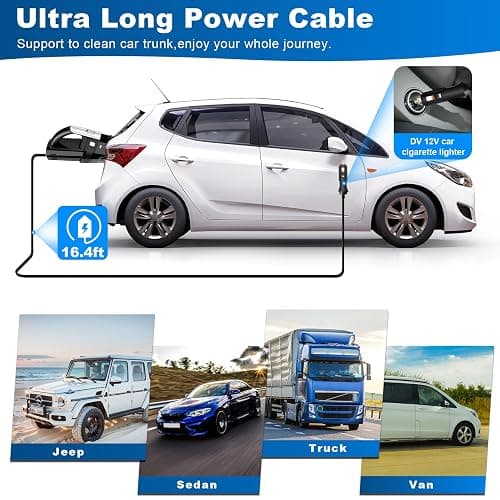 DRECELL Car Vacuum, Portable Vacuum Cleaner with Powerful 7000PA Suction, DC 12V Power 16.4Ft Cord Wired Vacuum Cleaner, LED Light, Car Accessories for Men/Women thumbnail 4