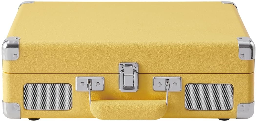 Crosley CR8005F-LY Cruiser Plus Vintage 3-Speed Bluetooth in/Out Suitcase Vinyl Record Player Turntable with Built-in Speakers, Lemon Yellow thumbnail 9