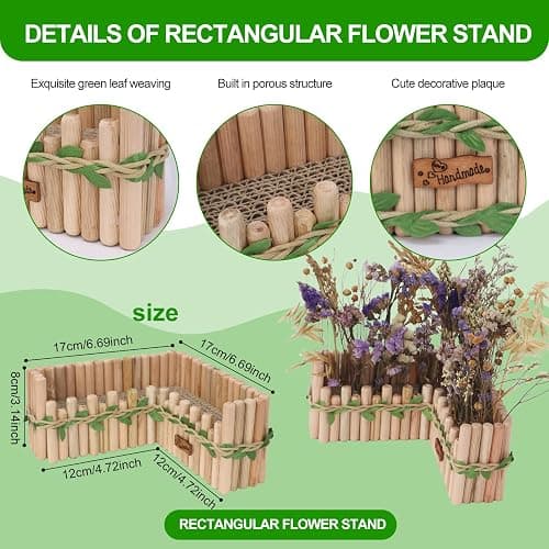 Hamster Cage Sprays Flower Foraging Holder - Natural Wood Feeding Stand, Small Pet Habitat Accessories for Hamsters Mouse Guinea Pig Dwarf Gerbils Syrian Mice (Leaf - L Shape) thumbnail 2