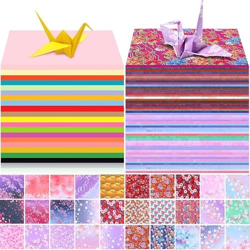 Lincia 840 Sheets Origami Paper Kit 20 Colors 6 x 6 Inch Colorful Folding Japanese Washi Origami Cherry Blossom Paper Double Sided Square Sheets Book for Beginners Adults Kids(840 Sheets) - Image 1