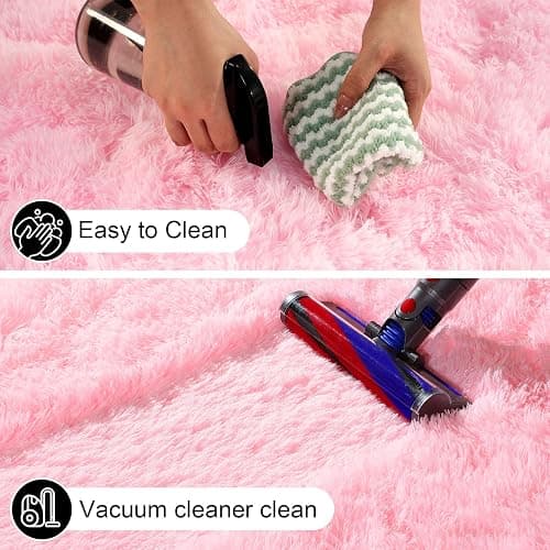 Ehayx Pink Rugs for Living Room, Large Fluffy 6x9 Area Rugs for Bedroom, Fuzzy Shag Soft Non-Slip Carpet for Kids Girls and Boys Nursery Dorm Indoor Room Home Decor (6ft X 9ft, Pink) thumbnail 3