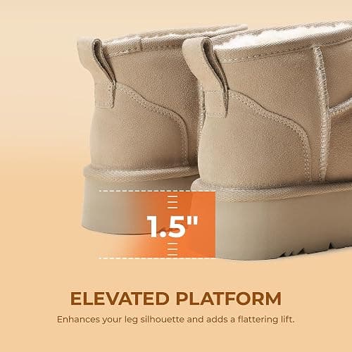 DREAM PAIRS Women's Platform Winter Snow Boots Genuine Suede, Water Resistant Mini Ankle Boots Stable Lightweight Booties Anti-Slip with Memory Foam Outdoor Fuzzy thumbnail 8