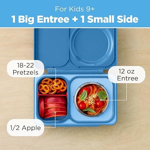 Omie OmieBox UP bento Box for Kids | Insulated Lunch Box | Leak Proof Vacuum Insulated Thermal Food jar | Cooler ice Pack | 2 Compartments (Cosmic Blue) thumbnail 5