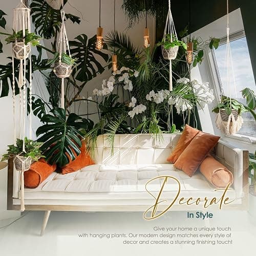 ANROYE Macrame Plant Hanger for Indoor Set of 4, Bohemian Hanging Planter with Tassels for Flower Pot, Boho Decorative Houseplant Rope Holder for Home Decor Bedroom Window Farmhouse thumbnail 5