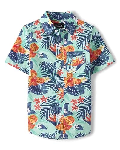 The Children's Place boys Short Sleeve Button Up Shirt - Image 1