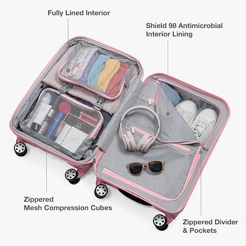 Traveler's Choice Pagosa Indestructible Hardshell Expandable Spinner Luggage, Pink, 26-Inch Medium thumbnail 7