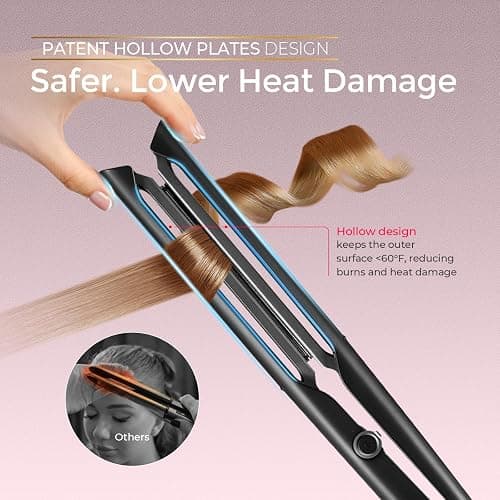 TYMO 2.0 Flat Iron Hair Straightener - Professional Long Ceramic Plate 2 in 1 Straightener & Curler for Fast Smooth Styling, Hair Straighteners for Women with Hollow Design to Boost Curls, 500M Ions thumbnail 6