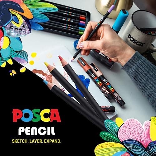 POSCA® Colored Pencils, Soft Core, 48 Count, Ultra-Smooth, Rich Pigment, Vibrant Colors for Blending, Shading & Layering, Adult Coloring & Drawing thumbnail 8