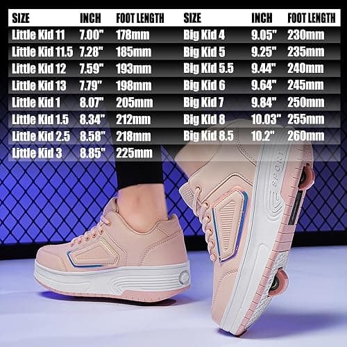 Wooowyet Roller Skate Shoes for Kids Boys Girls Rechargealbe Wheels Sneakers Fashion Roller Wheeled thumbnail 6
