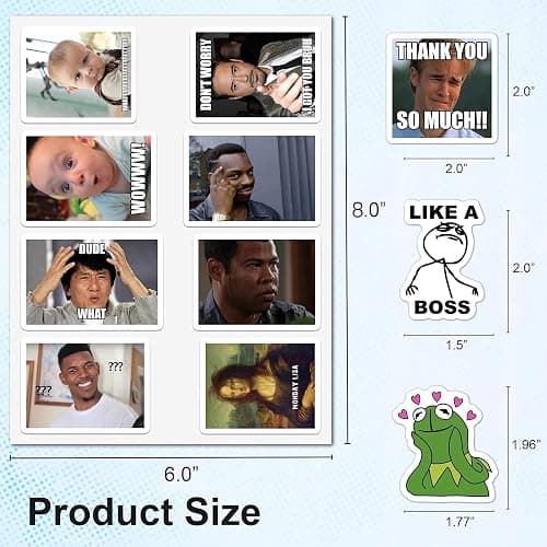 FALIMITLESS Funny Meme Stickers Pack – 24 Sheets (200+ pcs) Waterproof Vinyl Stickers for Laptop, Water Bottles, Journals, Phone Case – Cool Gifts for Teens, Kids, Adults thumbnail 3