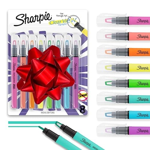 Sharpie Clear View Highlighter Sticks, Chisel Tip, Assorted Fluorescent, 8 Count - School, Home, and Office Use, Teacher Supplies - Image 1