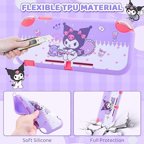 HYPERCASE Cute Switch Lite Carrying Case of Purple Bunny, with Soft Switch Lite Protective Cover, Screen Protector, Shoulder Strap & 2 Thumb Grips thumbnail 5