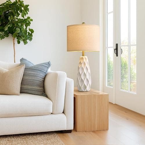 27.5" Ceramic Table Lamps for Living Room Bedroom Lamps Set of 2 Modern Boho Bedside Lamps Night Stands Farmhouse Vintage Large Nightstand Lamp Reading Light Home Office Dorm Desk Deco Gifts, White thumbnail 4