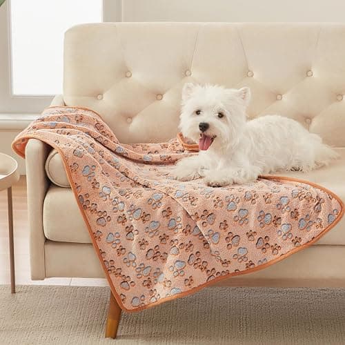 1 Pack 3 Blankets Super Soft Fluffy Premium Fleece Pet Blanket Flannel Throw for Dog Puppy Cat Paw Brown/Pink/White Small(23x16 inch) thumbnail 3