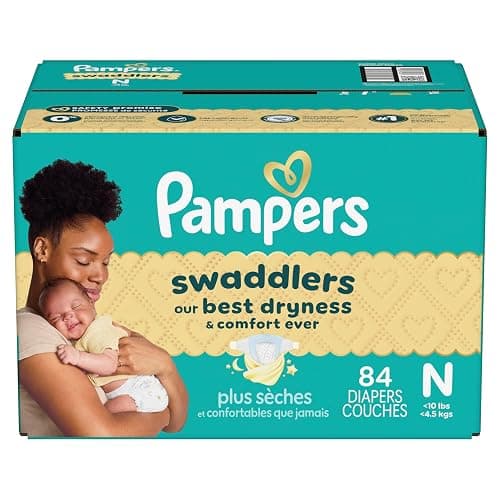 Pampers Swaddlers Newborn Diapers, Size Newborn (10 lbs), 84 Count, Fragrance Free, Hypoallergenic, Absorbent, Pediatrician Recommended, Skin Safe thumbnail 13