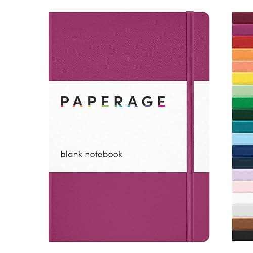 PAPERAGE Blank Journal Notebook, (Raspberry), 160 Pages, Medium 5.6 in x 8 in - 100 GSM Thick Paper – Hardcover Journaling Notebook for Work, School, Note Taking or Sketching - Image 1