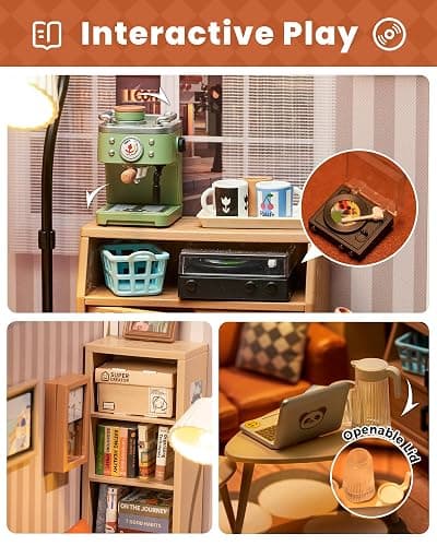 Rolife DIY Miniature Plastic House Building Set Toys Playset with LED Suitable for Mini Figures Construction Toys Diorama Kit Gifts for Teens Adults (Cozy Living Lounge) thumbnail 3