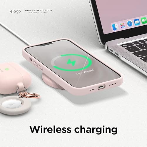 elago Coque Silicone Liquide Compatible avec iPhone 13 (6.1”), Case en Silicone Premium, Étui Protection Complète - Cover Antichoc à 3 Structure, Microfibre Douce Empêche Les Rayures (Rose) thumbnail 6