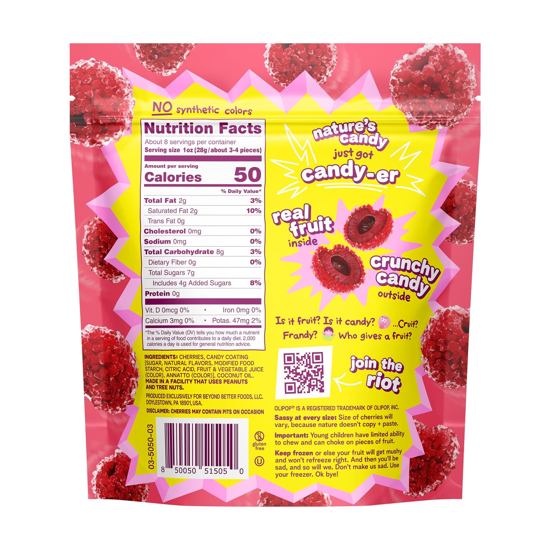 Fruit Riot x Olipop Crunchy Candy Cherries, Real Frozen Fruit, 8oz thumbnail 2