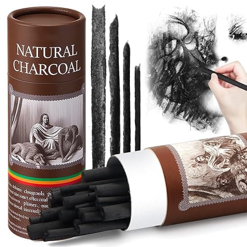 Gueevin 24 Pcs Willow Charcoal Sticks, Willow Charcoal, Artists, Beginners, Students, Perfect for Sketching, Drawing, Shading, and Fine Back to School Christmas Art Gifts (2-4mm,4-5mm,5-7mm,7-9mm) - Image 1