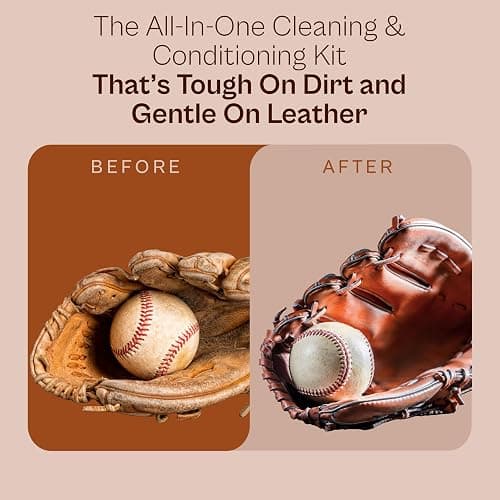 Sarna Glove Conditioner Kit – Includes Cleaner, Soft & Hard Brushes, Microfiber Cloth – Non-Darkening Leather Conditioner for Baseball Gloves, Mitts & Softball Gear – Pro-Grade Care for Longevity thumbnail 3