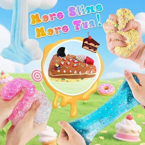 LAWOHO 15 Pack DIY Dessert Slime Kit for Kids - Super Soft, Non-Sticky & Crunchy Butter Slime, Creative Food Theme DIY Toy for Stress Relief, Party Favors, Christmas Birthday Goodie Bag Stuffers Gift thumbnail 4