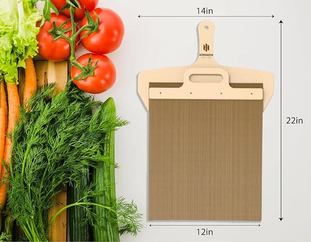 ASHNAEEM Premium Sliding Pizza Peel | Non-Stick Pizza Spatula Paddle with Wooden Handle | Smart Pizza Slider for Indoor & Outdoor Ovens | Large 19.68" x 11.81" Pizza Board thumbnail 3